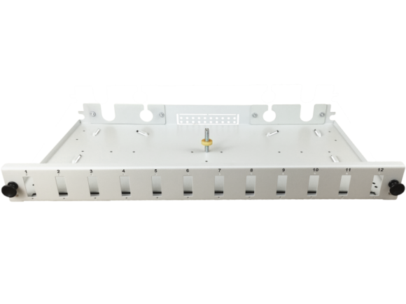 Przełącznica światłowodowa 12xSC duplex / 12xLC quad 19" 1U z płytą czołową oraz akcesoriami montażowymi (dławiki, opaski), wysuwalna   ALANTEC - obrazek 2
