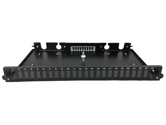 Przełącznica światłowodowa 24xSC duplex / 24xLC quad 19" 1U z płytą czołową oraz akcesoriami montażowymi (dławiki, opaski), wysuwalna ALANTEC - obrazek 2