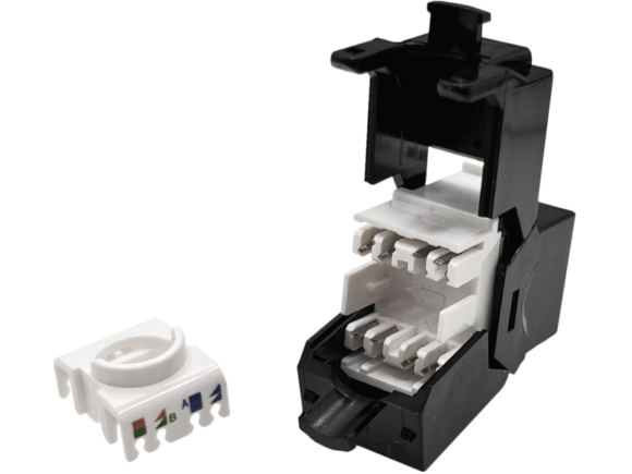 Moduł keystone RJ45 beznarzędziowy UTP kat.5e, SLIM, kolor czarny ALANTEC - obrazek 2