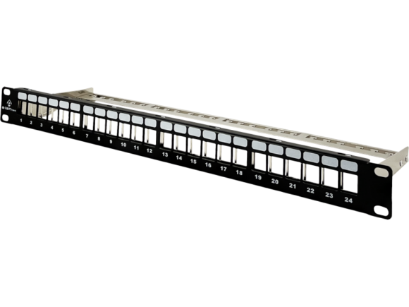 Patch panel pusty 19" modularny 24 porty 1U z podporą, niewyposażony ALANTEC - obrazek 2