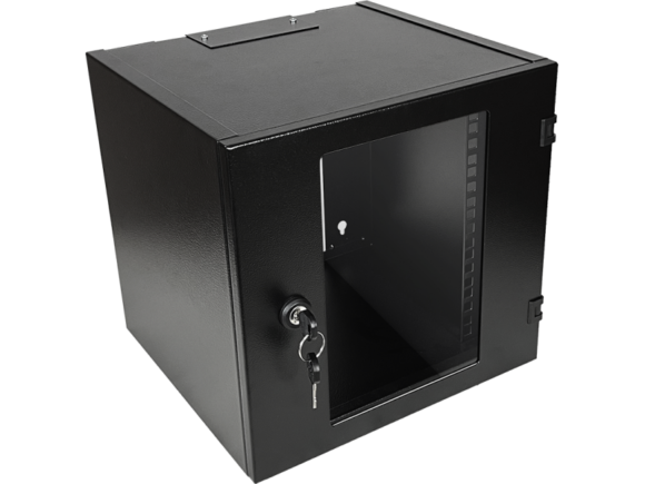 Szafka wisząca 10" 6U głęb. 300 mm, niedzielona, drzwi szklane, kolor czarny ALANTEC - obrazek 2