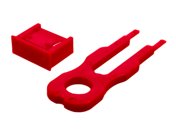 Blokada gniazda USB przed nieautoryzowanym wpięciem, kolor czerwony (opakowanie 10 szt. + klucz) ALANTEC - obrazek 2