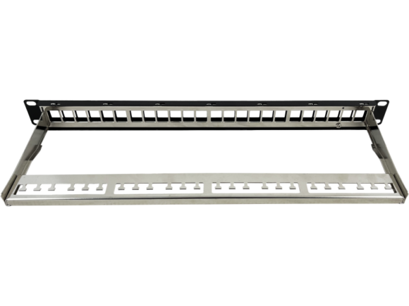 Patch panel pusty 19" modularny 24 porty 1U z podporą, niewyposażony ALANTEC - obrazek 3