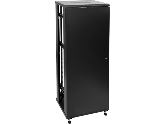 Szafa teleinformatyczna 19" 42U 600x800, drzwi przednie szklane, drzwi tylne stalowe pe?ne, zamek, 4 belki no?ne, 4 regulowane stopki, do samodzielnego monta?u, kolor czarny Q-LANTEC - obrazek 3