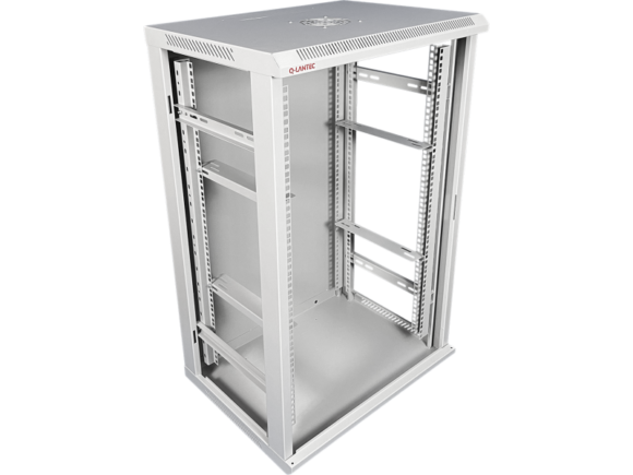 Szafka rack wisząca 19" 15U 600x450, niedzielona, drzwi szklane jednoskrzydłowe, tył osłona pełna, osłony boczne zamykane na klucz, kolor szary Q-LANTEC - obrazek 3