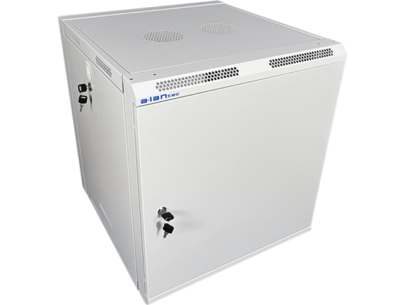 Szafa wisząca 19" 9U 600x500, niedzielona, DRZWI METALOWE jednoskrzydłowe, tył osłona pełna, osłony boczne ruchome perforowane, kolor szary, 4 belki, FLAT PACK ALANTEC - obrazek 5