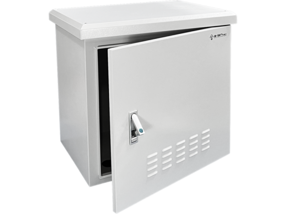 Zewnętrzna szafka rack IP55, wisząca 19" 6U 600x450, 4 belki nośne, 4 przepusty kablowe, kolor szary ALANTEC - obrazek 3