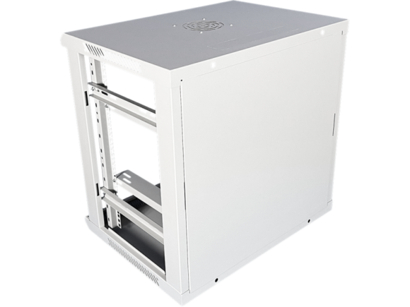 Szafka rack wisząca 19" 9U 600x450, niedzielona, drzwi szklane jednoskrzydłowe, tył osłona pełna, osłony boczne zamykane na klucz, kolor szary Q-LANTEC - obrazek 4