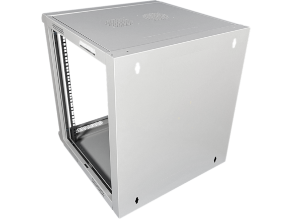 Szafa wisząca 19" 9U 600x500, niedzielona, DRZWI METALOWE jednoskrzydłowe, tył osłona pełna, osłony boczne ruchome perforowane, kolor szary, 4 belki, FLAT PACK ALANTEC - obrazek 6