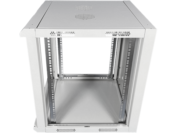 Szafa wisząca 19" 9U 600x500, niedzielona, DRZWI METALOWE jednoskrzydłowe, tył osłona pełna, osłony boczne ruchome perforowane, kolor szary, 4 belki, FLAT PACK ALANTEC - obrazek 7