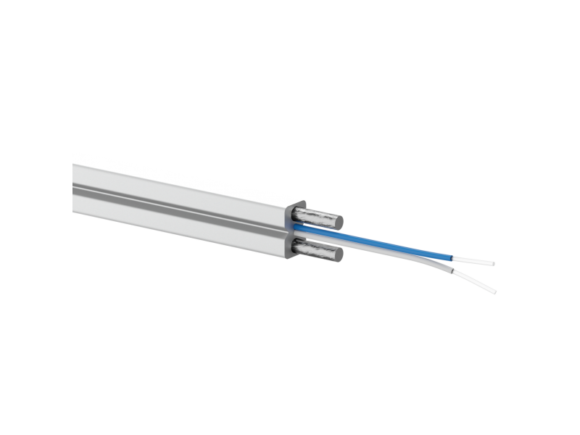 Kabel światłowodowy OS2 FTTH płaski SM 2J 9/125 LSOH biały, wzmocnienie FRP, całkowicie dielektryczny, 1000m ALANTEC