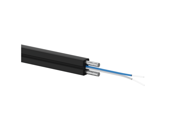 FO Kabel światłowodowy OS2 FTTH płaski SM 2J 9/125 LSOH czarny, wzmocnienie dwoma prętami stalowymi 1000m - ALANTEC