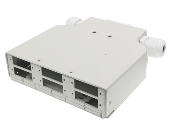 Przełącznica światłowodowa na szynę DIN 6xSC duplex / 6xLC quad z płytą czołową ALANTEC