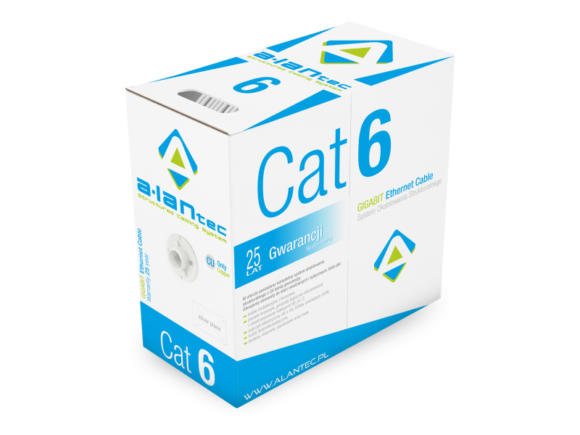 Kabel U/UTP kat.6 PVC Eca 4PR 305m 25 lat gwarancji, badanie jakości laboratorium INTERTEK (USA) ALANTEC
