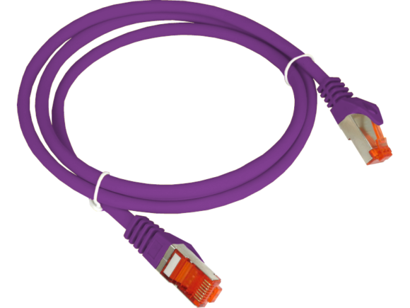 Patch-cord ALANTEC kat.6A S/FTP fioletowy 0,5m LSOH