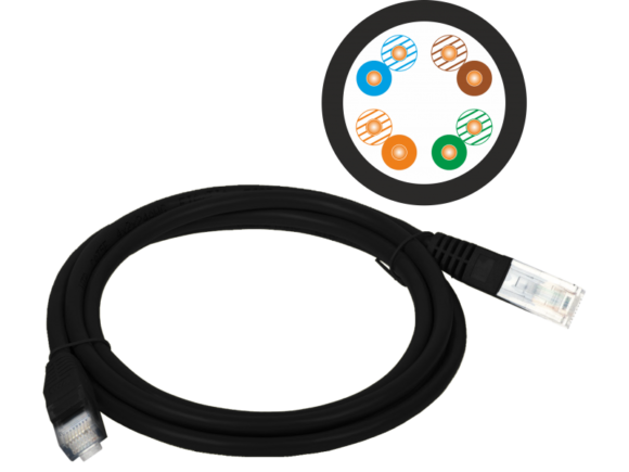 Patch-cord U/UTP kat.5e PVC 3.0m czarny ALANTEC