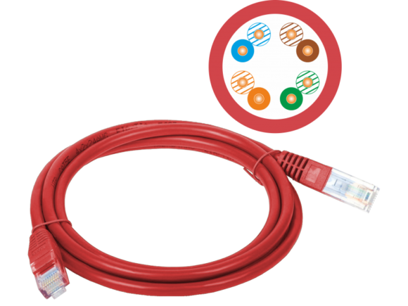 Patch-cord U/UTP kat.5e PVC 1.0m czerwony ALANTEC