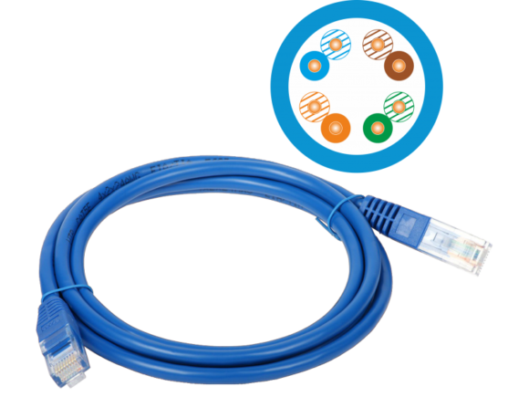 Patch-cord U/UTP kat.5e PVC 3.0m niebieski ALANTEC