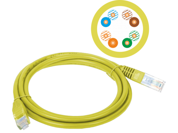 Patch-cord U/UTP kat.5e PVC 1.0m żółty ALANTEC