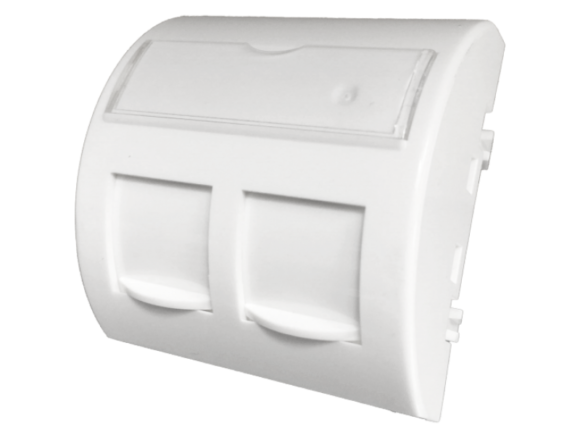 Adapter 45x45 2xRJ45 z klapkami przeciwkurzowymi (wypukły zaokrąglony) ALANTEC