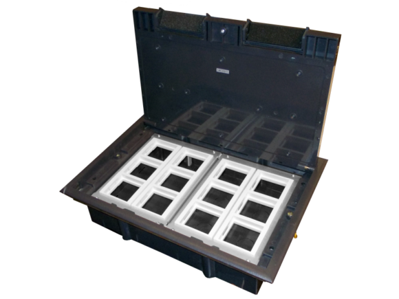 Puszka podłogowa (floorbox) 12M (45x45) regulowana głębokość, do podłogi technicznej (wylewka opcjonalnie) ALANTEC