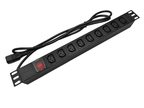 Listwa zasilająca 19" 230V - 9 gniazd (IEC320 C13), z wyłącznikiem LED, kabel 1,8m C14 ALANTEC