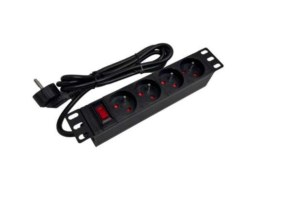 Listwa zasilająca 10" 230V - 4 gniazda (typu E - CEE 7/5), z wyłącznikiem LED, kabel 1,8m CEE 7/7 ALANTEC