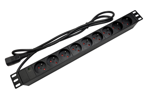 Listwa zasilająca 19" 230V - 9 gniazd (typu E - CEE 7/5), z diodą LED, kabel 1,8m C14 ALANTEC
