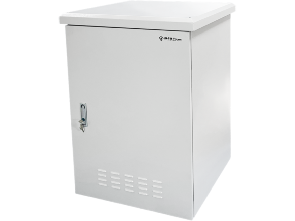 Zewnętrzna szafka rack IP55, wisząca 19" 12U 600x600, 4 belki nośne, 4 przepusty kablowe, kolor szary ALANTEC