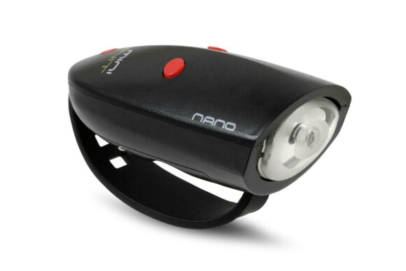 Lampka 2w1 do roweru, klakson/dzwonek - Nano HORNIT Czarny/Czerwony