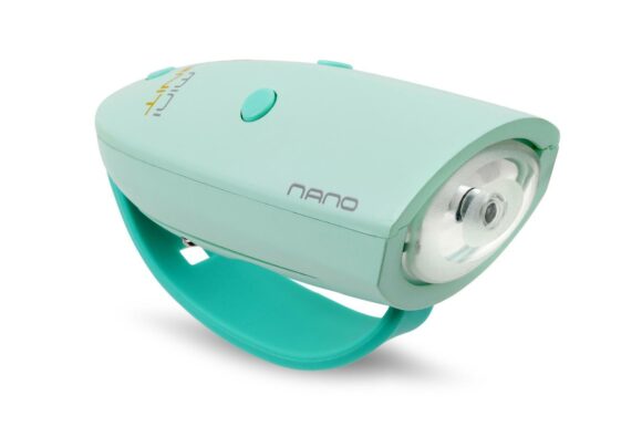 Lampka 2w1 do roweru, klakson/dzwonek - Nano HORNIT Zielony/Miętowy