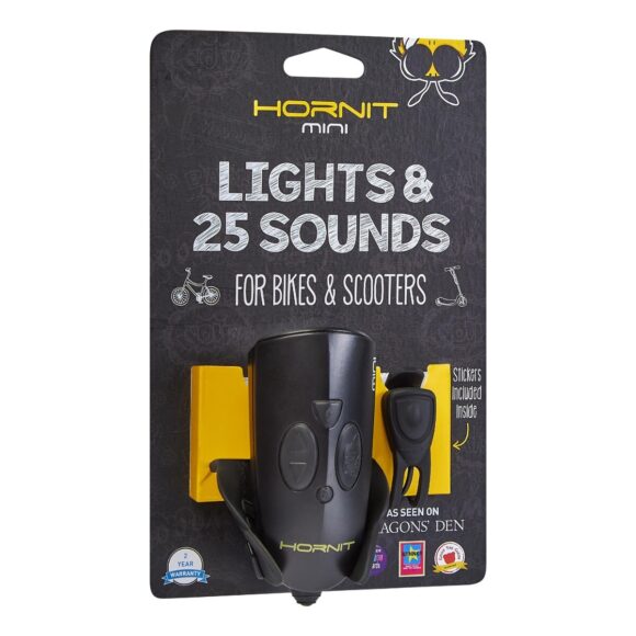 Lampka rowerowa 2w1 z klaksonem/dzwonkiem dla dzieci do roweru i hulajnogi - HORNIT Mini Czarny/Czarny - obrazek 6