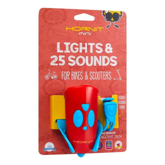 Lampka rowerowa 2w1 z klaksonem/dzwonkiem dla dzieci do roweru i hulajnogi - HORNIT Mini Niebieski/Czerwony - obrazek 2