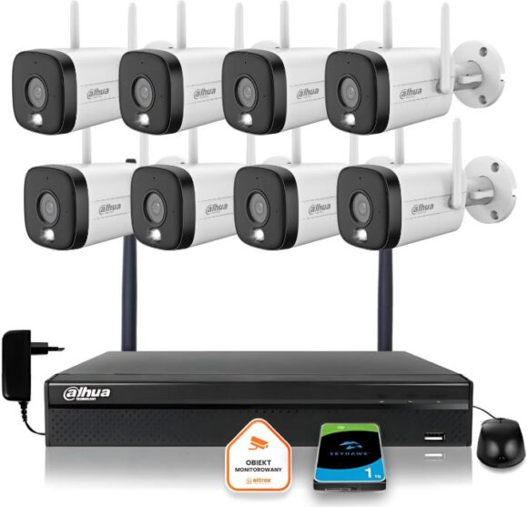 Zestaw monitoringu IP Dahua 8 Kamer WI-FI 5MPx aktywne odtraszanie LED IR do 30m