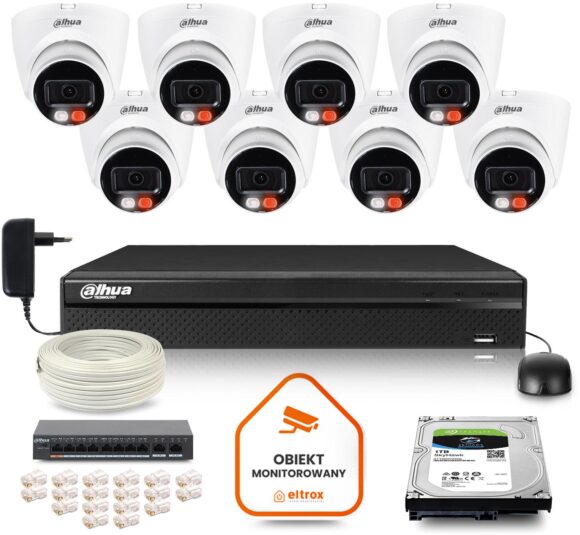 Zestaw monitoringu IP DAHUA 8 kamer IPC-HDW1439V-A-IL 4Mpx